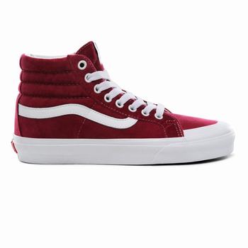 Damske Kotnikove Tenisky Vans Velvet SK8-Hi Reissue 138 Červené/Biele VA69XAOVC